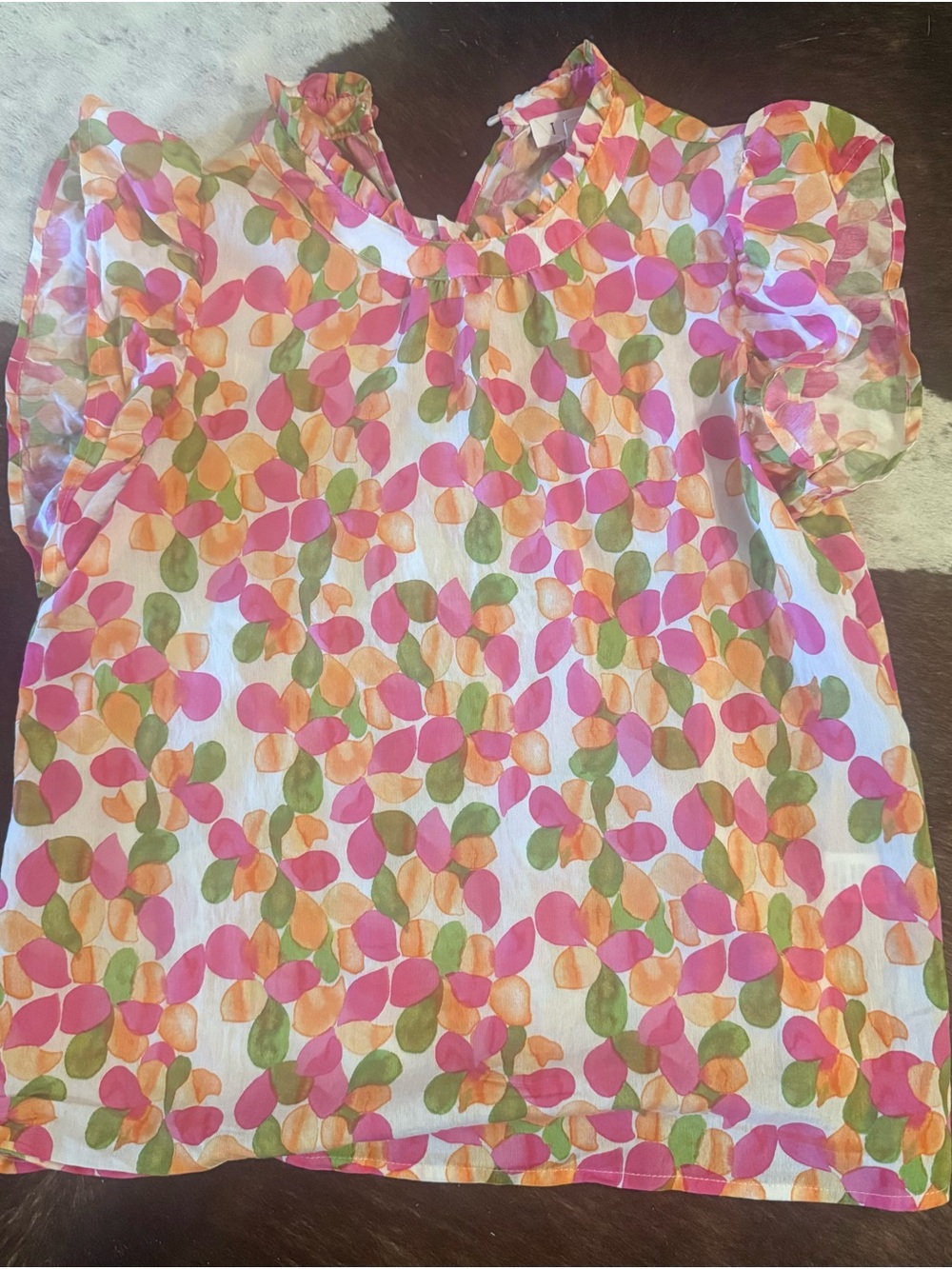 Pink & Multi Leaf-Print Top